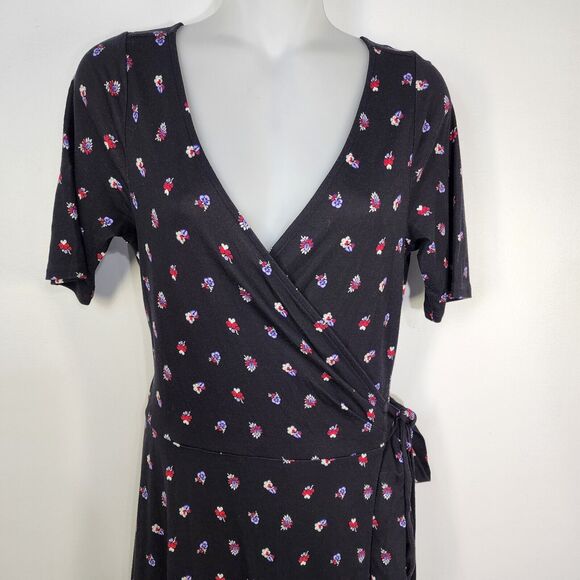 Ann Taylor Petite Wrap Dress Size 8P Floral Jersey Midi Short Sleeve V Neck NWT - Picture 5 of 11